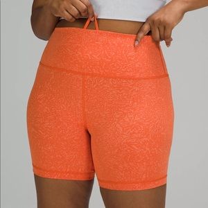 Lululemon wunder train high rise short in crunch warm coral size 8